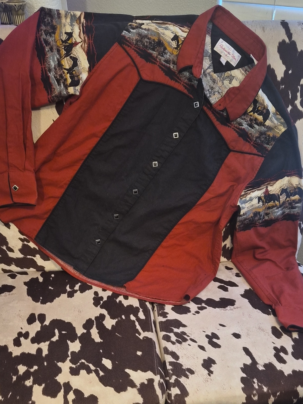 Vintage Western Two-Tone Button-Up Shirt Jacket
